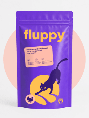 Полнорационный сухой корм для кошек Fluppy с индейкой 1